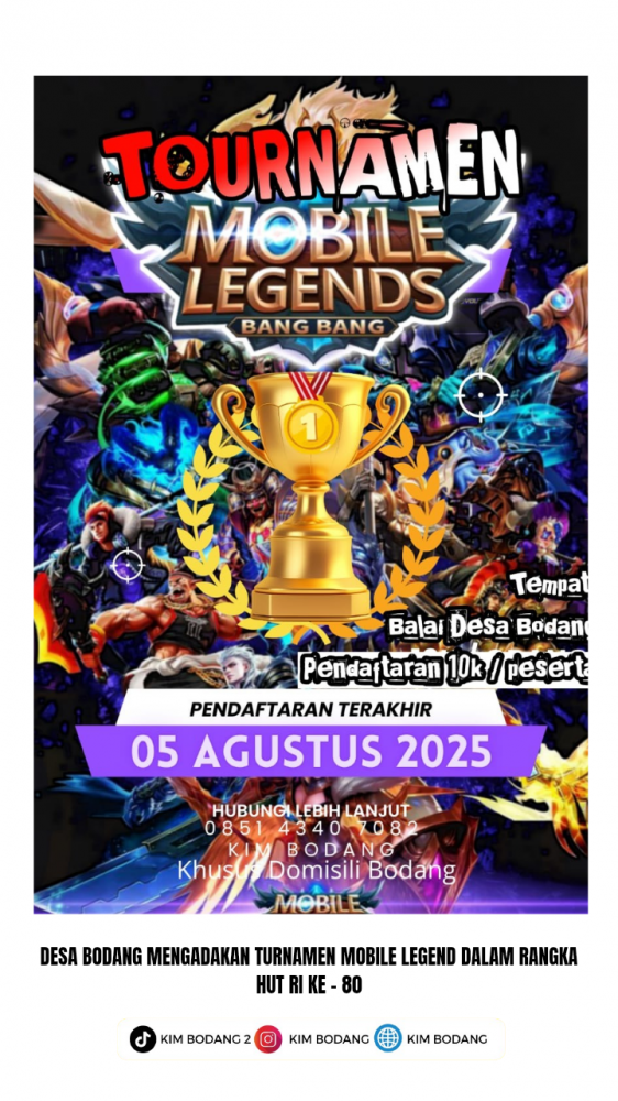 Desa Bodang Mengadakan Turnamen Mobile Legend dalam Rangka HUT RI ke-80